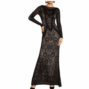 BCBGMAXAZRIA MEDIUM BLACK LACE GOWN MAXI DRESS